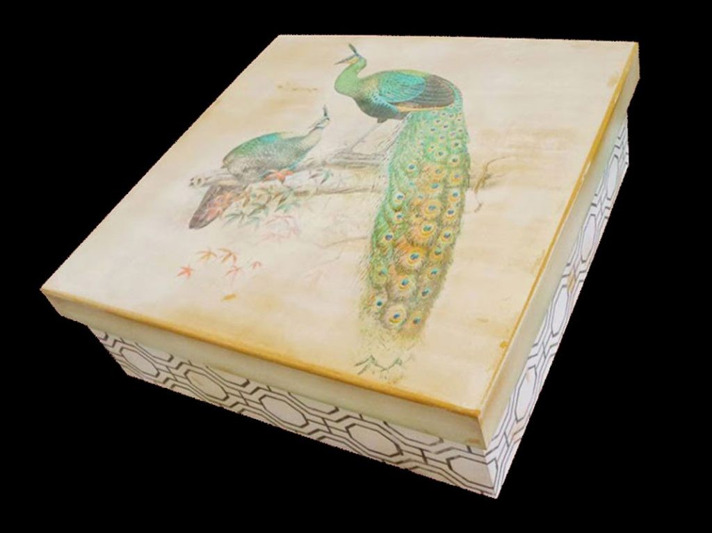 Caixa quadrada"Pavão"